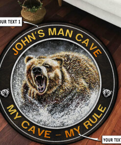 Personalized Deer Camp Hunting Round Rug, Hunting Rugs Home Décor
