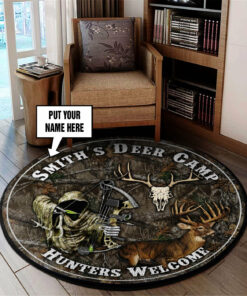 Personalized Deer Camp Round Rug, Carpet