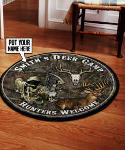 Personalized Deer Camp Round Rug, Carpet
