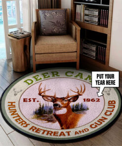 Personalized Deer Camp Round Rug, Carpet for Bedroom