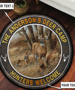Personalized Deer Family Round Rug, Carpet