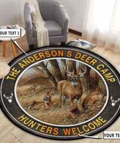 Personalized Deer Family Round Rug, Carpet