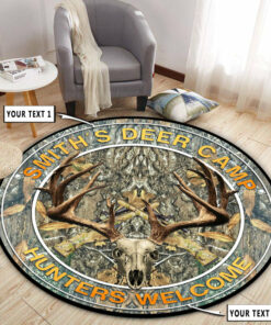 Personalized Deer Hunting Camo Round Rug, Carpet