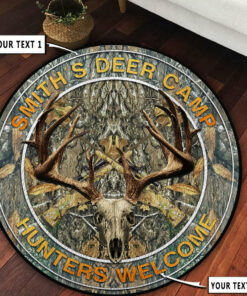 Personalized Deer Hunting Camo Round Rug, Carpet