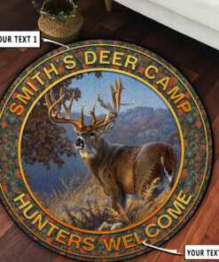Personalized Deer Hunting Camo Round Rug, Hunting Carpet