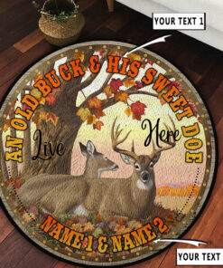 Personalized Deer Hunting Couple Gift Round Rug, Carpet