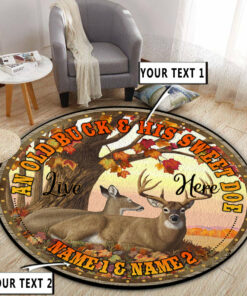 Personalized Deer Hunting Couple Gift Round Rug, Carpet