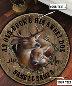 Personalized Deer Hunting Couple Gift Round Rug, Carpet for Bedroom