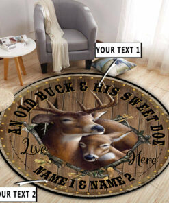 Personalized Deer Hunting Couple Gift Round Rug, Carpet for Bedroom