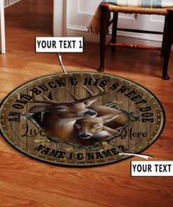 Personalized Deer Hunting Couple Gift Round Rug, Carpet for Bedroom