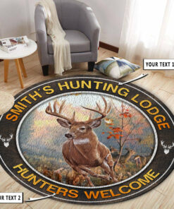 Personalized Deer Hunting Home Decor Round Rug