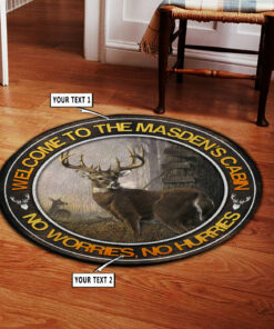 Personalized Deer Hunting Home Decor Round Rug, Carpet