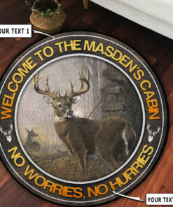 Personalized Deer Hunting Home Decor Round Rug, Carpet