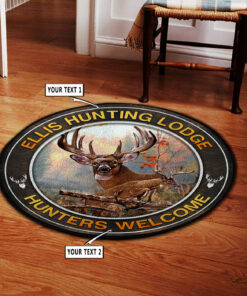 Personalized Deer Hunting Lodge Decor Round Rug, Carpet