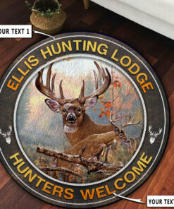 Personalized Deer Hunting Lodge Decor Round Rug, Carpet