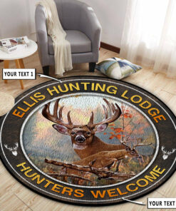 Personalized Deer Hunting Lodge Decor Round Rug, Carpet