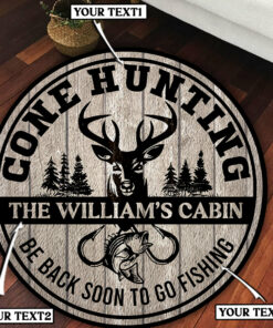 Personalized Deer Hunting Round Rug, Hunting Carpet for Bedroom