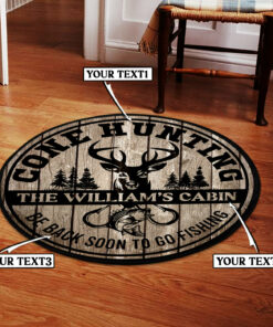 Personalized Deer Hunting Round Rug, Hunting Carpet for Bedroom