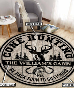 Personalized Deer Hunting Round Rug, Hunting Carpet for Bedroom