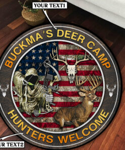 Personalized Deer Hunting Welcome Round Rug, Carpet