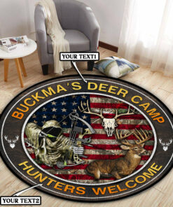 Personalized Deer Hunting Welcome Round Rug, Carpet