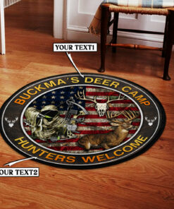 Personalized Deer Hunting Welcome Round Rug, Carpet