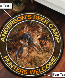 Personalized Deer Hunting Welcome Round Rug, Hunting Carpet