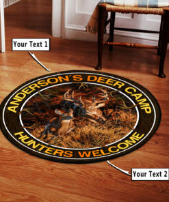 Personalized Deer Hunting Welcome Round Rug, Hunting Carpet