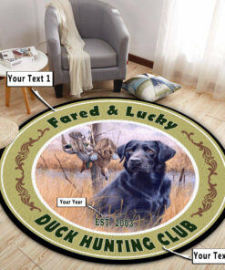 Personalized Duck Hunting Club Round Rug, Carpet