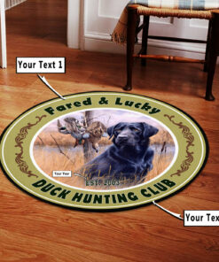 Personalized Duck Hunting Club Round Rug, Carpet