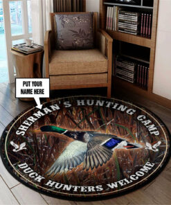 Personalized Duck Hunting Round Rug, Carpet Gifts for Hunting Lovers