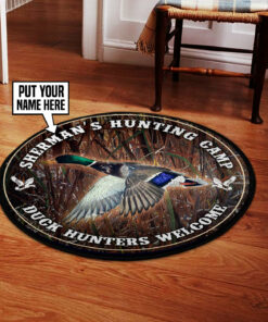 Personalized Duck Hunting Round Rug, Carpet Gifts for Hunting Lovers