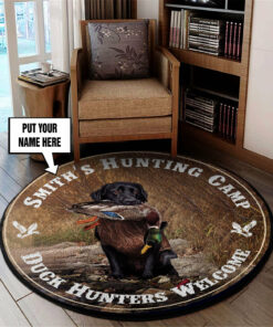 Personalized Duck Hunting Round Rug, Duck Themed Carpet