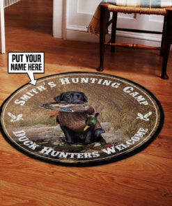 Personalized Duck Hunting Round Rug, Duck Themed Carpet