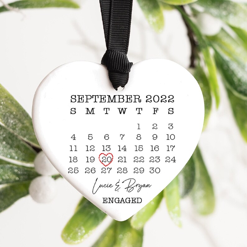 Personalized Engaged Ceramic Ornament, Engagement Ornament, Engagement Gift, Custom Wedding Ornament, Engagement Announcement Couples