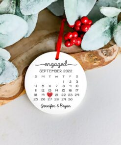 Personalized Engaged Ceramic Ornament, Engagement Ornament, Engagement Gift, Custom Wedding Ornament, Engagement Announcement Couples