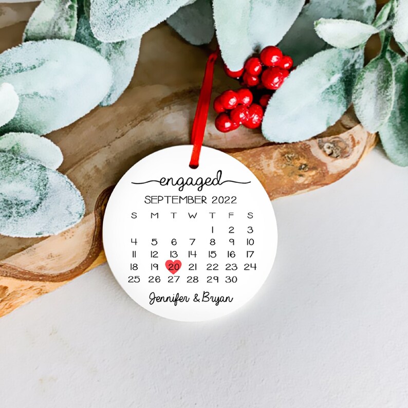 Personalized Engaged Ceramic Ornament, Engagement Ornament, Engagement Gift, Custom Wedding Ornament, Engagement Announcement Couples
