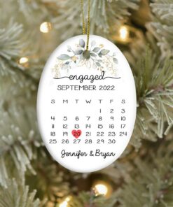 Personalized Engaged Ceramic Ornament, Engagement Ornament, Engagement Gift, Custom Wedding Ornament, Engagement Announcement Couples
