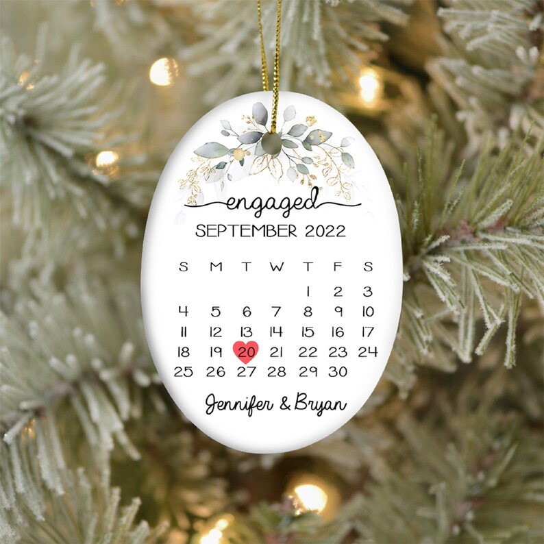 Personalized Engaged Ceramic Ornament, Engagement Ornament, Engagement Gift, Custom Wedding Ornament, Engagement Announcement Couples
