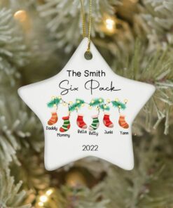 Personalized Family Christmas Ceramic Ornament, Hanging Stockings, Family Gift Decor, First Family Christmas 2022 Decoration, Custom Bauble