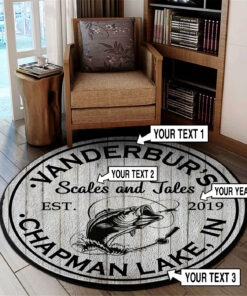 Personalized Fishing Bass Round Rug, Carpet