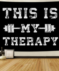 Personalized Fitness Banner Flag Tapestry Home Gym Decor Motivational Quote This Is My Therapy