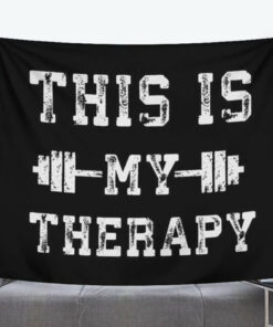 Personalized Fitness Banner Flag Tapestry Home Gym Decor Motivational Quote This Is My Therapy