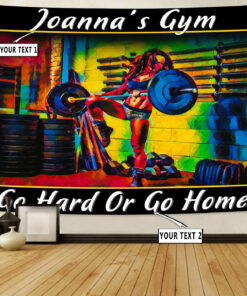 Personalized Fitness Banner Flag Tapestry Home Gym Women Weightlifting Wall Art