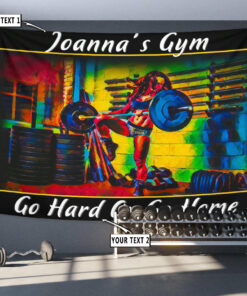 Personalized Fitness Banner Flag Tapestry Home Gym Women Weightlifting Wall Art