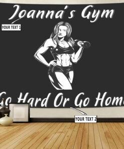 Personalized Fitness Girl Banner Flag Tapestry Home Gym Decor Wall Art for Gym