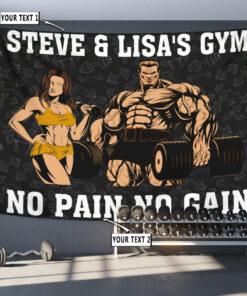 Personalized Fitness Home Gym Decor Couple Banner Flag Tapestry