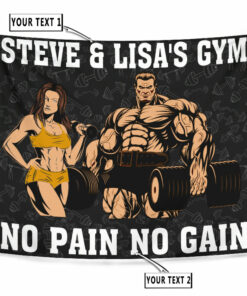 Personalized Fitness Home Gym Decor Couple Banner Flag Tapestry