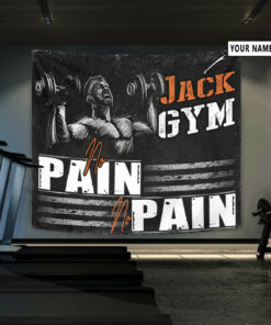 Personalized Fitness Home Gym Decor Motivational Banner Flag Tapestry