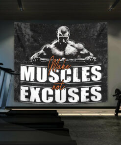 Personalized Fitness Home Gym Decor Motivational Banner Flag Tapestry, Gifts for Fitness Club